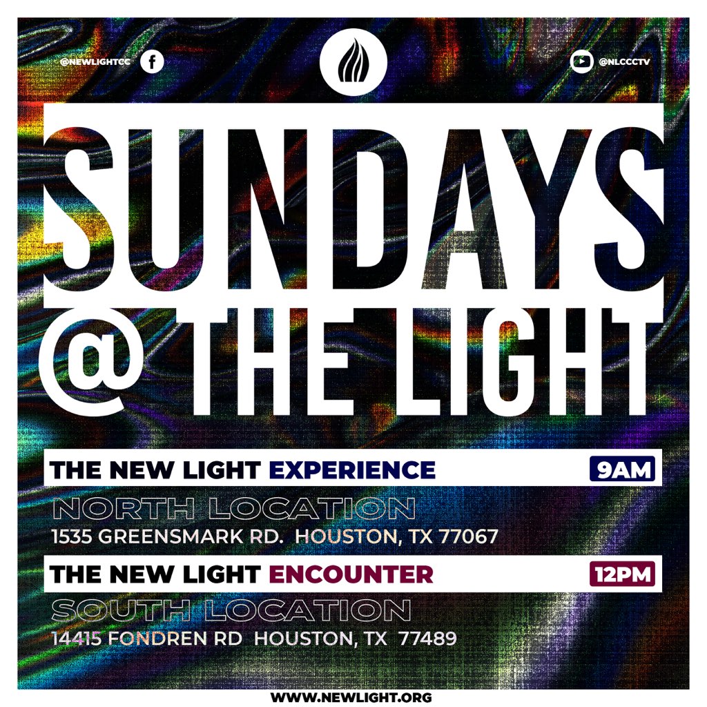 Tomorrow is Sunday! Join us for Experience The Light at 9am at our North Location and at 12pm join us at the South for our New Light Encounter Service. It’s going to be amazing!