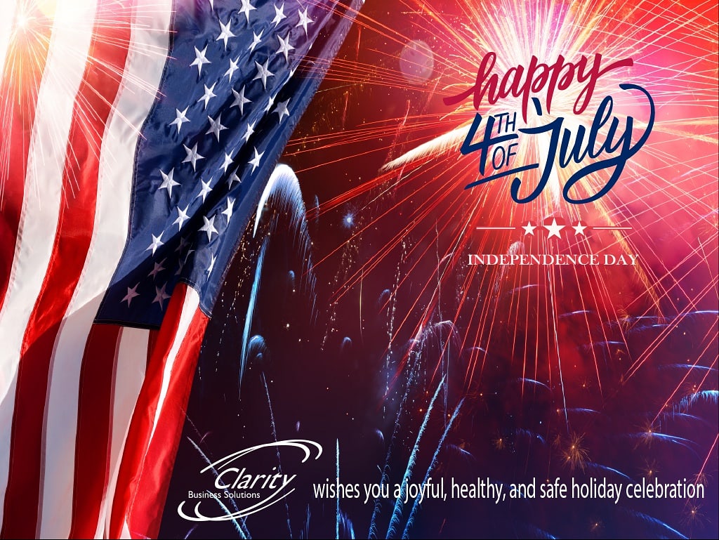 ClarityBizSol's tweet photo. Wishing everyone a happy, healthy and safe 4th of July! https://t.co/zVHsRU3WvL