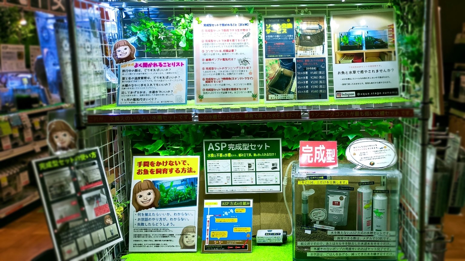 水換え不要のasp方式 アクアステージ21スナモ店 V Twitter 売場紹介 すぐに使える完成型セット 飼育にまつわる疑問はつきもの よくある質問に答えるスタイルのpopを追加しました セット方法 飼育開始までの手順 完成型セットで 飼育できる生き物