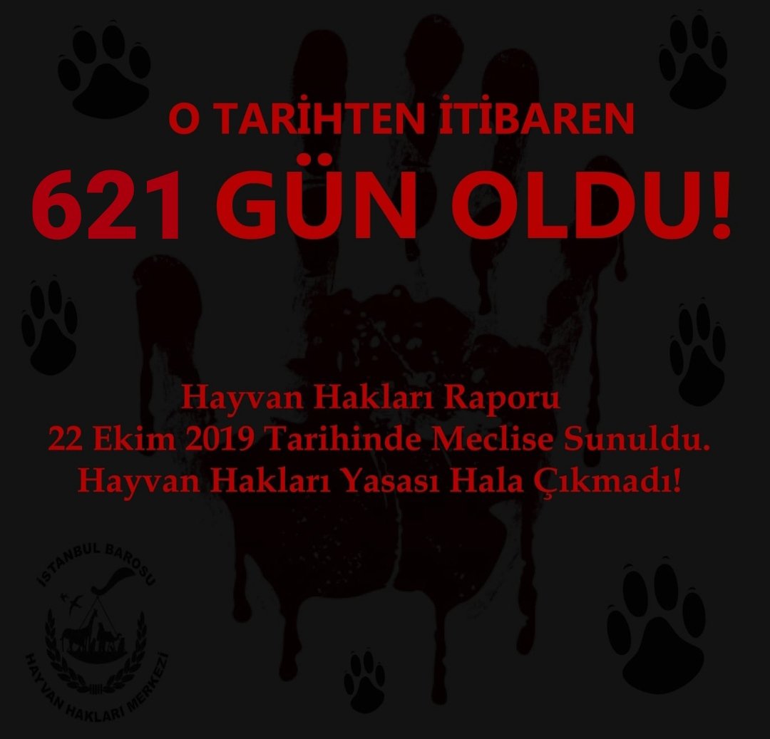 #KaçGünOldu ❓

TBMM #HayvanHakları Araştırma Komisyonunun Raporu, yayınlanalı 621 GÜN oldu!📌 

Ve biz hala Hayvan Hakları Yasasının çıkarılmasını bekliyoruz!📌

(Yasa çıkana kadar "Kaç gün oldu?" paylaşımlarımız, her gün devam edecektir. Paylaşım desteğinizi rica ediyoruz. 🙏🏾)