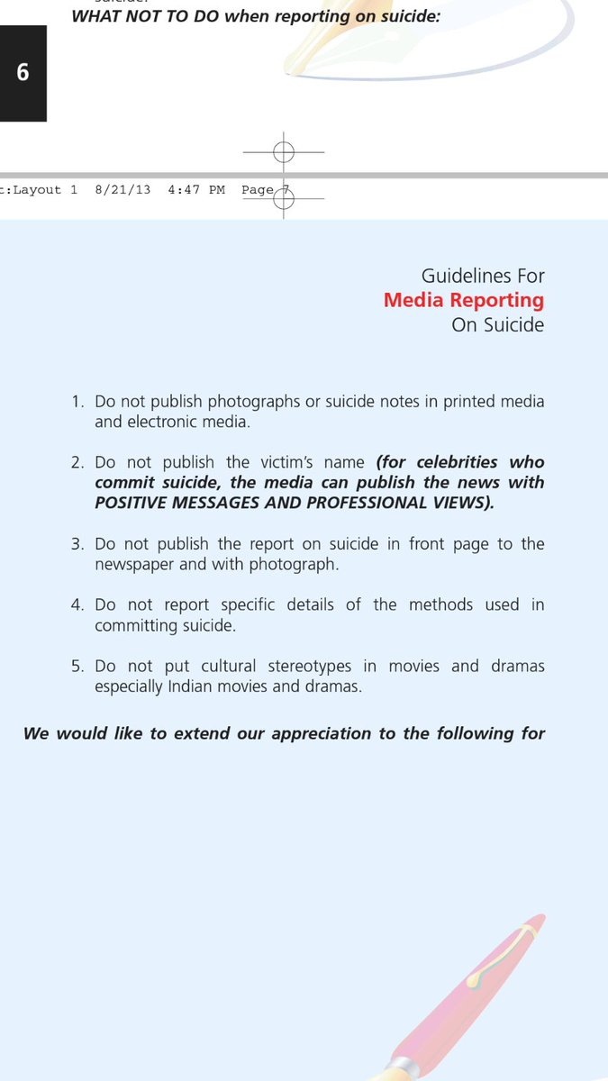 Media guidelines in Malaysia for suicide reporting @501Awani @BefriendersKL #hentikanpenyebaran #HapusCOVID19