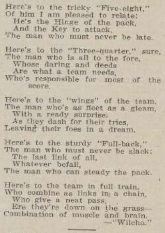 RLTime1's tweet photo. 1921 - One hundred years ago, "Wilcha" penned this touching toast to rugby league. Wherever you are this lockdown Sunday, raise your Reschs to the beautiful game. @NRL @NSWRL #rugbyleague https://t.co/ETWMGDsaZV