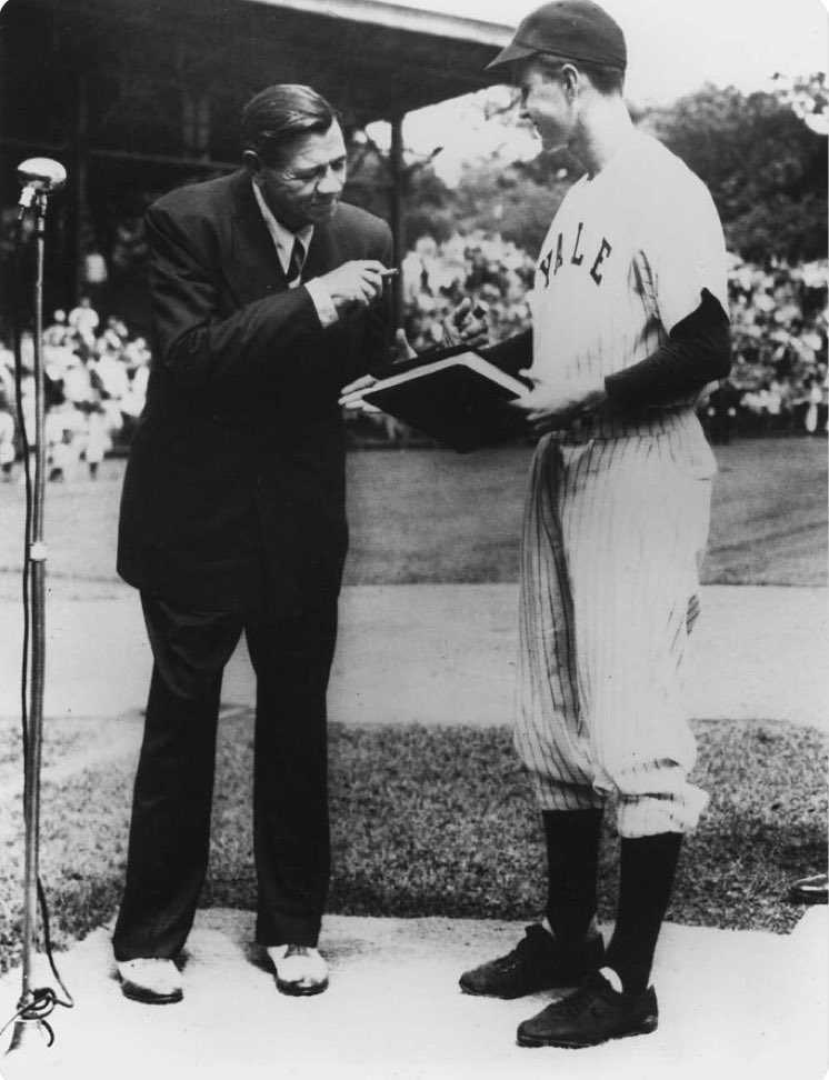 1stephistory's tweet photo. Babe Ruth and George H. W. Bush, 1948: 
📷: @USNatArchives https://t.co/uMRu9L6eNm