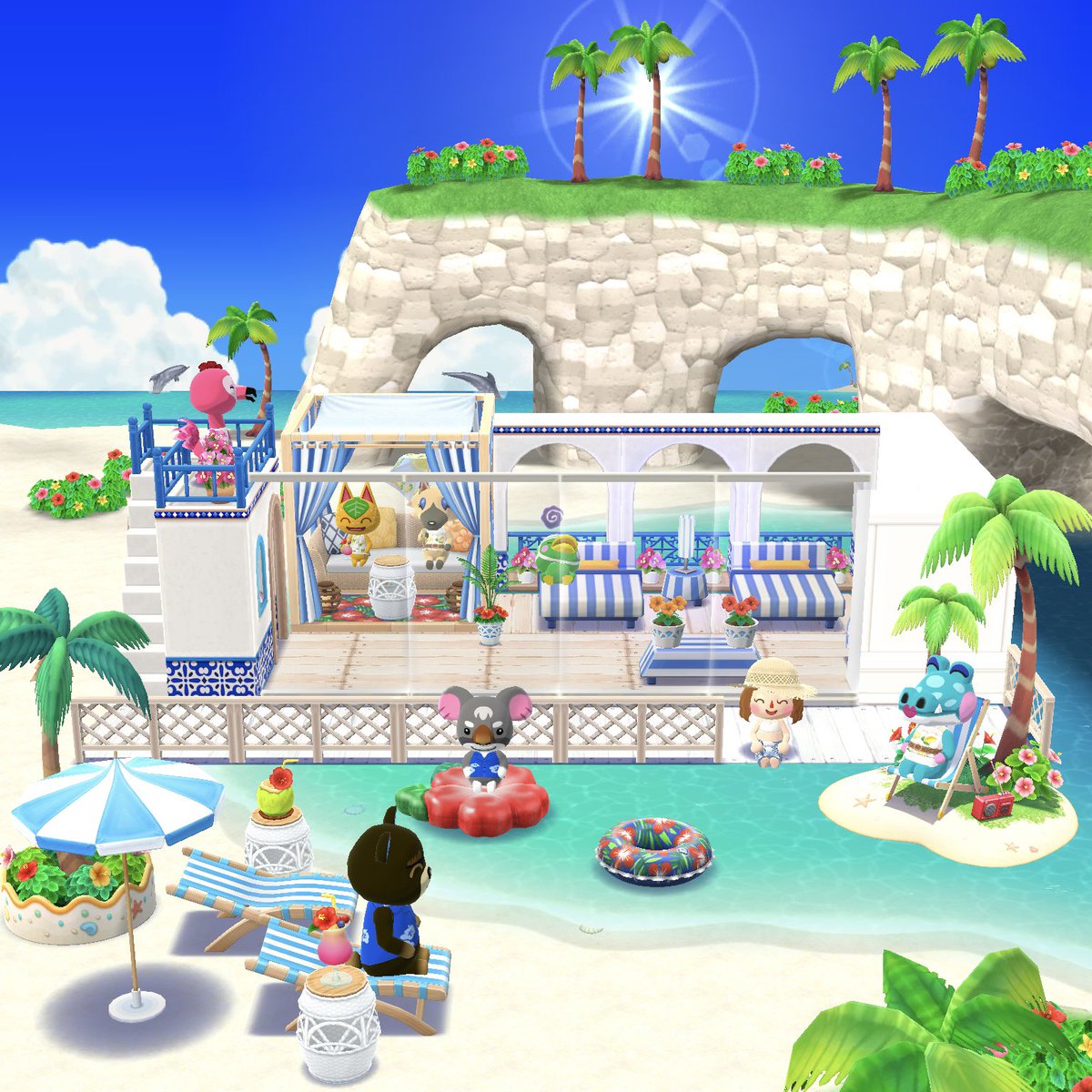 ポケ森 ガーデンイベント かっぺいとサマーリゾート バケーション の家具を使ったレイアウトまとめ レイアウト まとめ ポケ森攻略まとめブログ