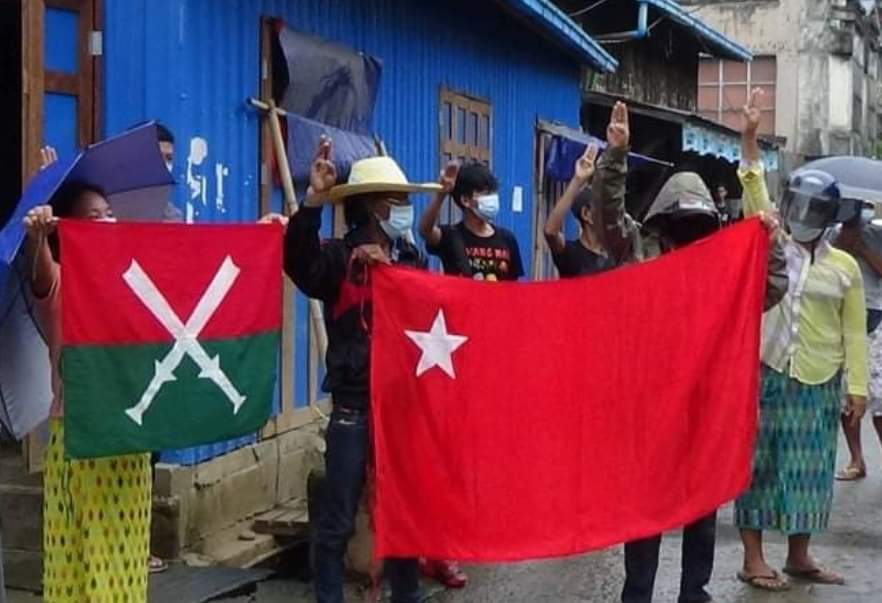 Daniel78037553's tweet photo. Residents in Hpakant,Kachin State marched to against Military Dictatorship today. 
#WhatsHappeningInMyanmar 
#July4Coup https://t.co/zhzReE2Uh6