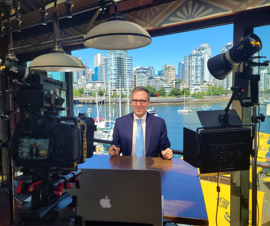 HubcastMedia's tweet photo. Congrats to our partners @jimgordontv + @LifewithLeeta on 100 episodes of @OurCityTonight! Tune in to this special show today (July 4) @ 10:30 am PT on #CHEKTV. Here are pics from a recent shoot at #HubcastMedia's new satellite studio at #Mahonys in  False Creek #Vancouver. 🇨🇦 https://t.co/a7Rfg2kaZe