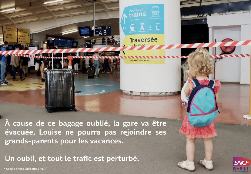 🧳oublié = 🚆perturbé. Pensez y. Merci