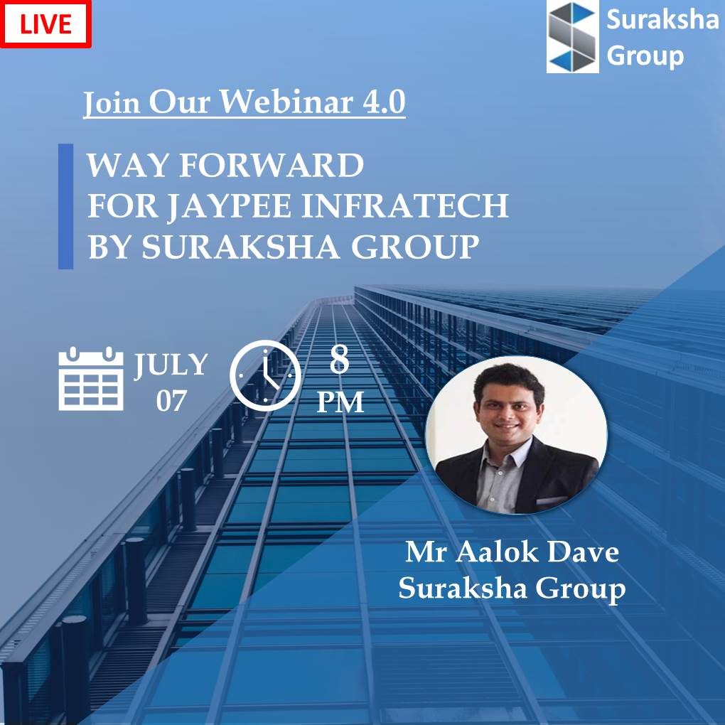 Suraksha Group (@surakshagroup_) on Twitter photo Suraksha Group Invites all the Homebuyers to Join Our Webinar 4.0 “Way forward for Jaypee Infratech, by Suraksha Group” on 7th July, 8 PM. Looking forward to connect with you all.
#SurakshaGroup #JaypeeHomebuyers
Link:- antiquelimited.webex.com/antiquelimited… Suraksha Group Invites all the Homebuyers to Join Our Webinar 4.0 “Way forward for Jaypee Infratech, by Suraksha Group” on 7th July, 8 PM. Looking forward to connect with you all.
#SurakshaGroup #JaypeeHomebuyers
Link:- antiquelimited.webex.com/antiquelimited…