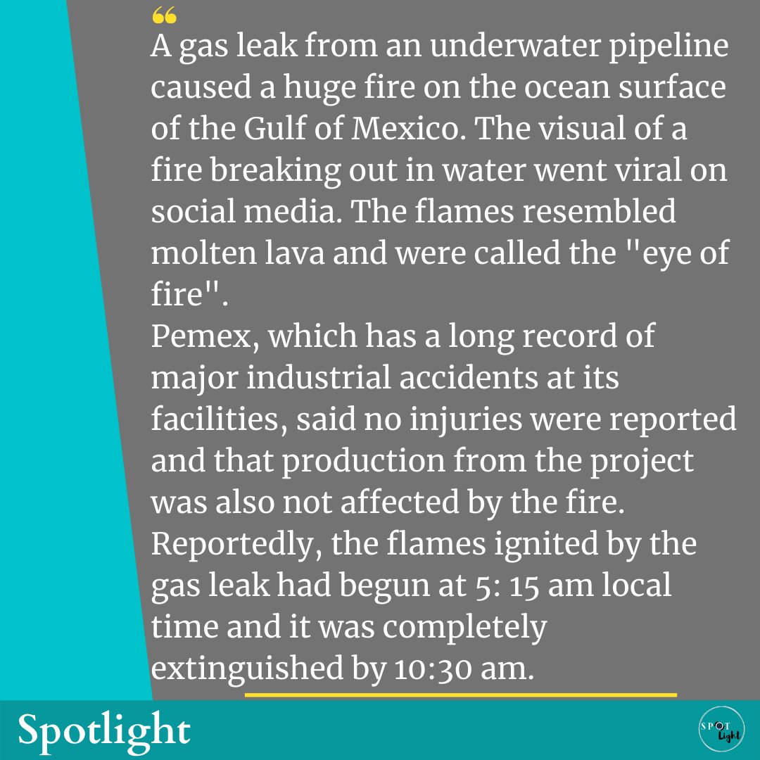 WeeklySpotlight's tweet image. Fire, caused in an undersea pipeline of Mexico&apos;s state-owned oil company @Pemex 

#eyeoffire #Pemex #Mexico #Yucatán #gasleak #fire #accident #Flames #Oil