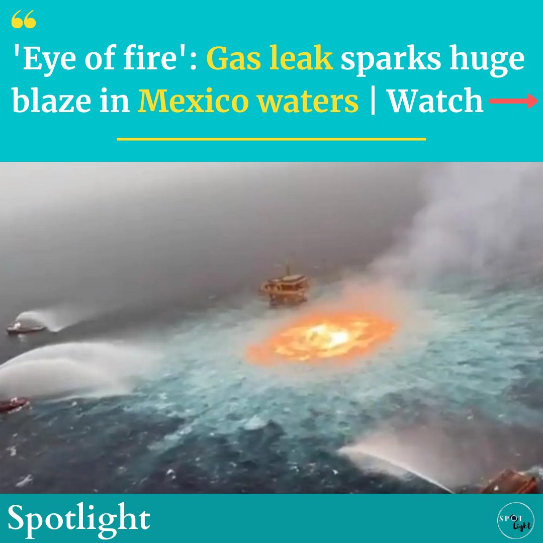 WeeklySpotlight's tweet image. Fire, caused in an undersea pipeline of Mexico&apos;s state-owned oil company @Pemex 

#eyeoffire #Pemex #Mexico #Yucatán #gasleak #fire #accident #Flames #Oil