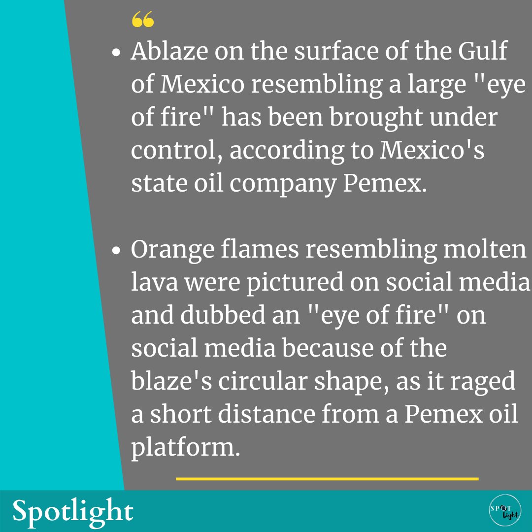 WeeklySpotlight's tweet image. Fire, caused in an undersea pipeline of Mexico&apos;s state-owned oil company @Pemex 

#eyeoffire #Pemex #Mexico #Yucatán #gasleak #fire #accident #Flames #Oil