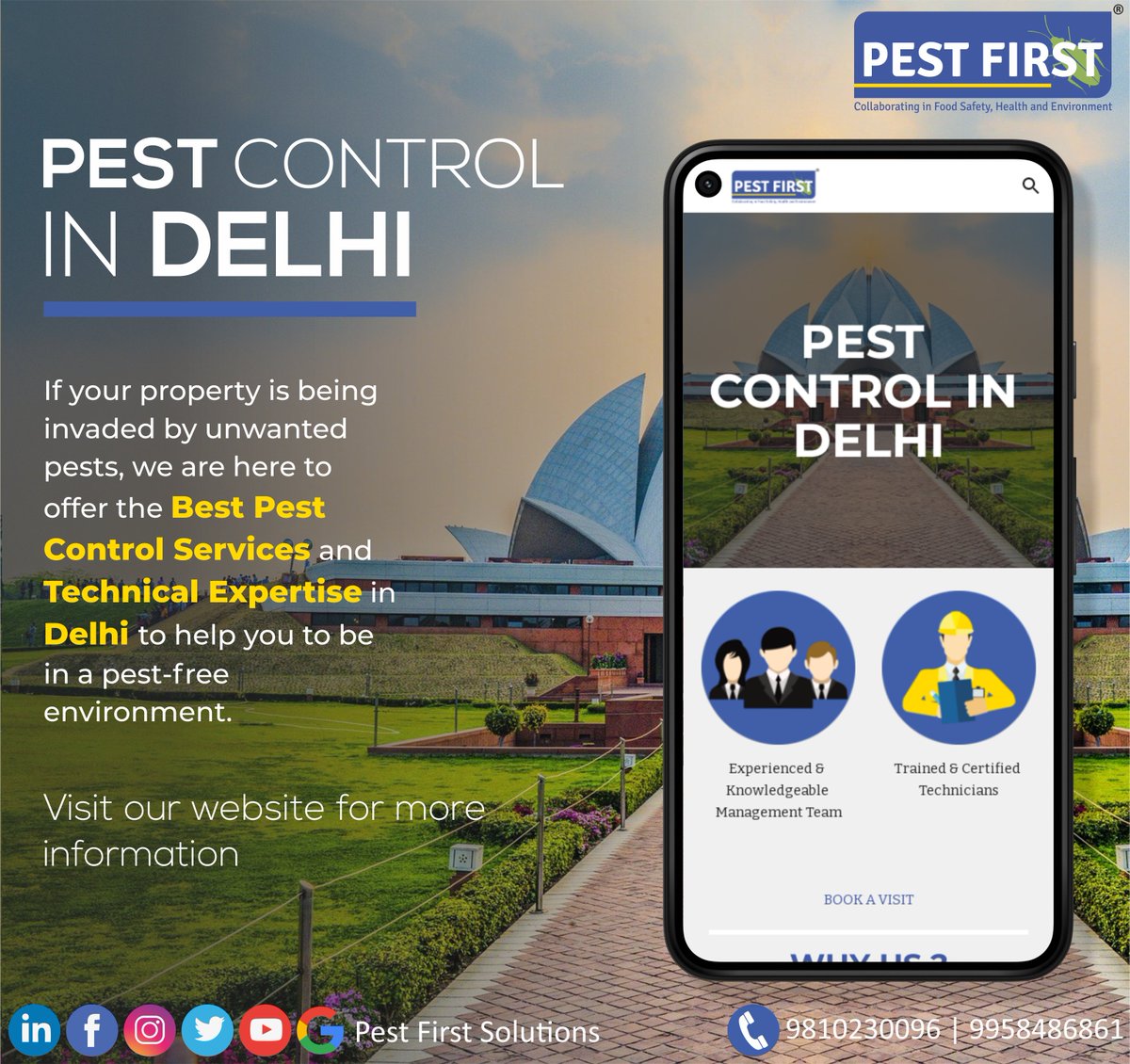 PestFirstSoln's tweet photo. If your property is being invaded by #pests, we are here to offer you the best #pestcontrol services & technical expertise in #Delhi to help you in a pest free environment.
Visit our website for more information - https://t.co/YlcEQbAE6S
#pestfirstsolutions #pestcontroldelhi https://t.co/k43p8tQy29