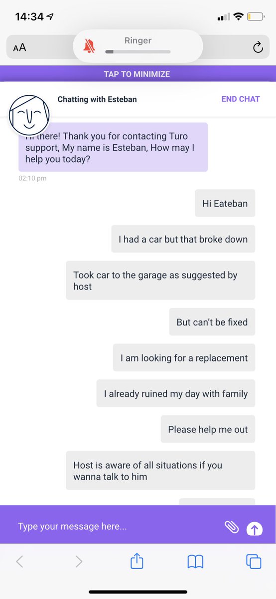 deepakdherar's tweet photo. @turo #turo ruined my vacation. Very disappointed and pathetic service. Not a replacement if you have broke down your car. Please avoid Turo services if you are planning for a pleasant travel. https://t.co/epLpQ276pV