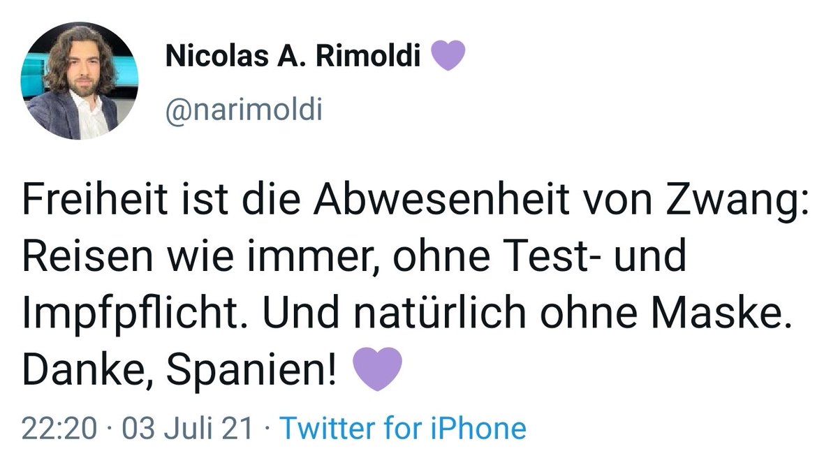 @narimoldi Ignoranz ist die Abwesenheit von Beachtung, Egoismus ist die Abwesenheits von Altruismus, schwerer Corona-Verlauf ist die Abwesenheit von Vakzin. Dankoldi, Rimoldi! 💩