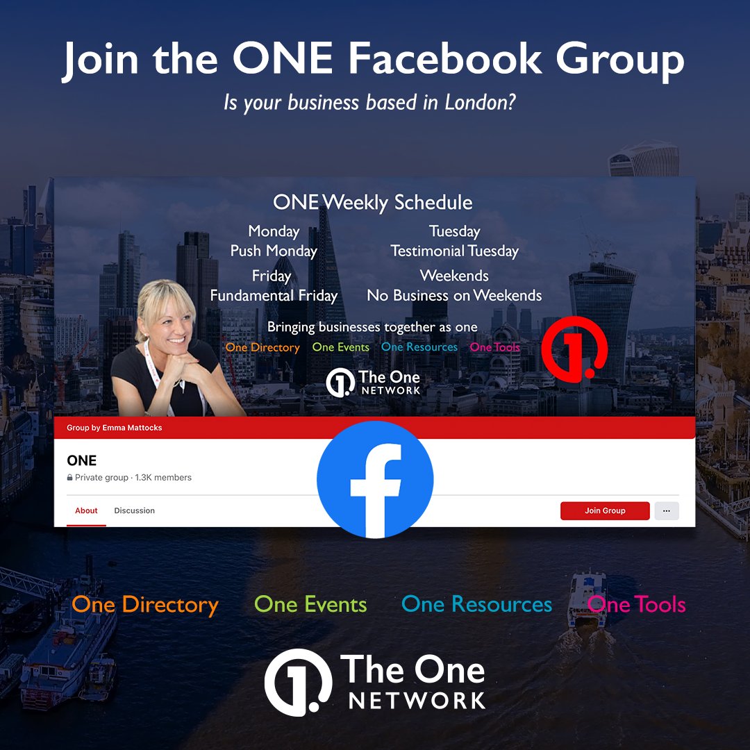 theone_network's tweet photo. Are you a member of the ONE Facebook Group? 
Being a member of the Facebook Group will give you an opportunity to meet other members of the ONE group, build business, create significant collaborations and increase visibility amongst your target markets! 
#network #jointoday https://t.co/0kxLILTP2G