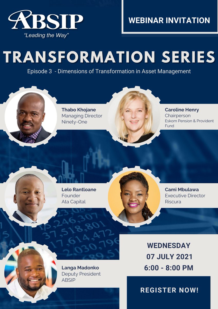 INVITATION: Transformation Series Episode 3 -
Dimensions of Transformation in Asset Management

Wednesday 7 July 2021, Register here
us02web.zoom.us/webinar/regist…