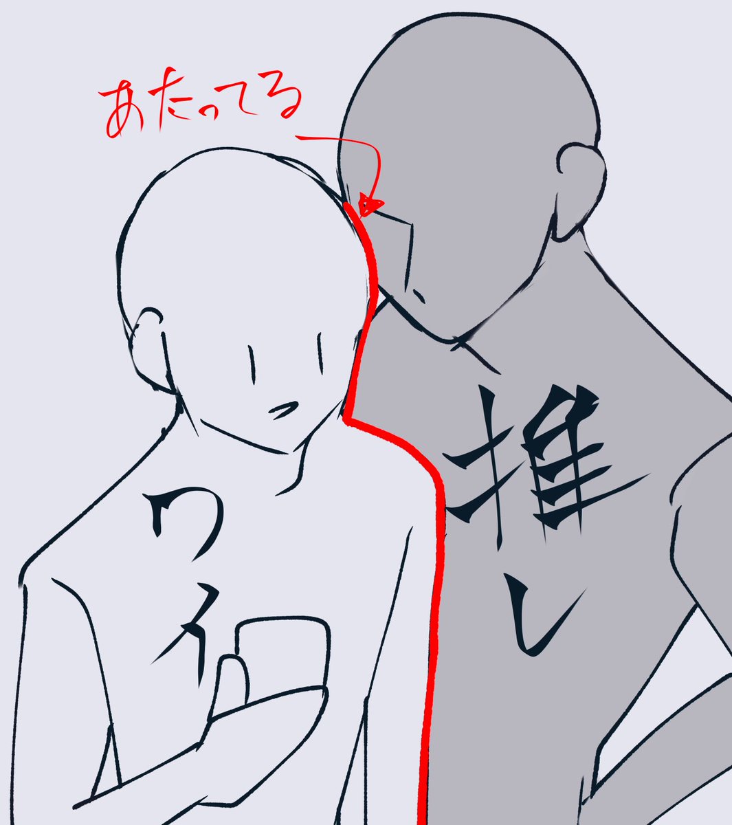 今日の夢での 推しとのゼロ距離接近イベ  距離やば過ぎたから図にしたけど やばいな?? 
起床後第一声が「はっっ、、、こじらせてんなぁ」 