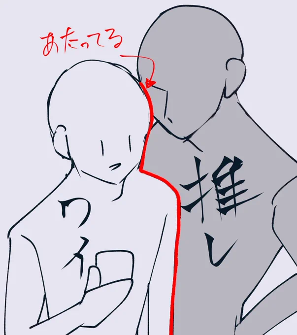 今日の夢での 推しとのゼロ距離接近イベ  距離やば過ぎたから図にしたけど やばいな?? 
起床後第一声が「はっっ、、、こじらせてんなぁ」 