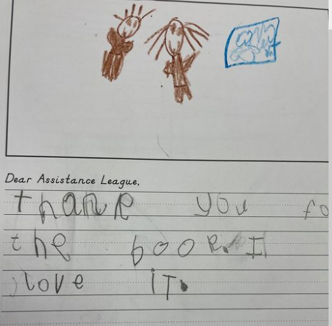 ALChicagoland's tweet photo. A thank you note from a student who just received a new book through our Early Reading Program.
#AssistanceLeague #EarlyReady #Literacy #Books #Reading #Preschool #Kindergarten #ReadAloud https://t.co/I4SUi5krLs