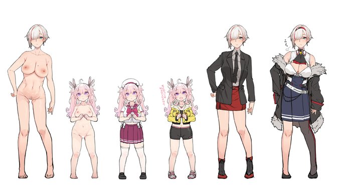 抱き枕用キャラ資料④
「オリヴィア・アドニス」&「兎耳山ナキ」

身長比較と普段や制服etc… 