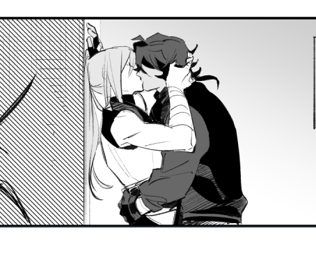 これは今日まさに描いていた原稿のキスシーン(ジョチェ) 