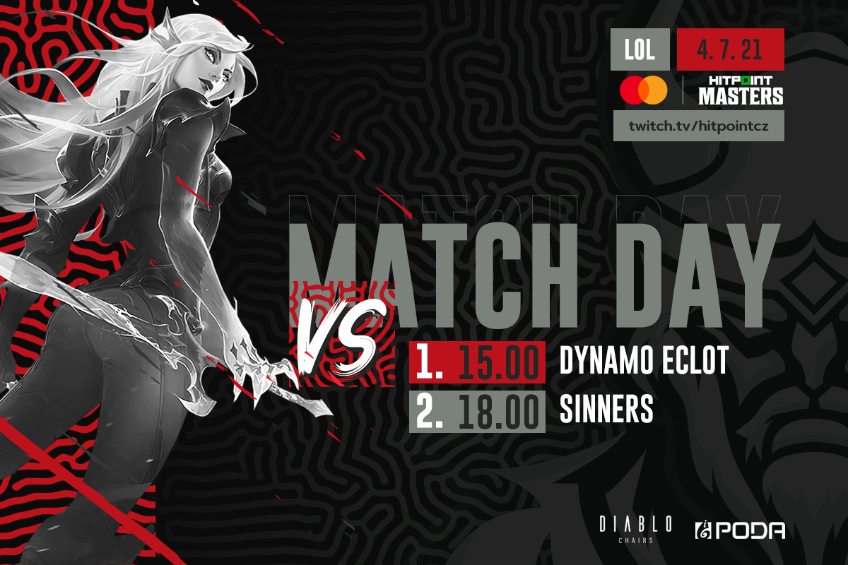 🇨🇿🇸🇰 MASTERCARD HITPOINT MASTERS
⏰⚔️15CEST vs. <a href="/dynamoeclot/">Dynamo Eclot</a> 
⏰⚔️18CEST vs. <a href="/Sinners_Esports/">SINNERS Esports</a> 
 
📺 twitch.tv/hitpointcz

❤ Powered by <a href="/diablo_chairs/">Diablo Chairs</a> + PODA VÁS BAVÍ

#VIKHYPE