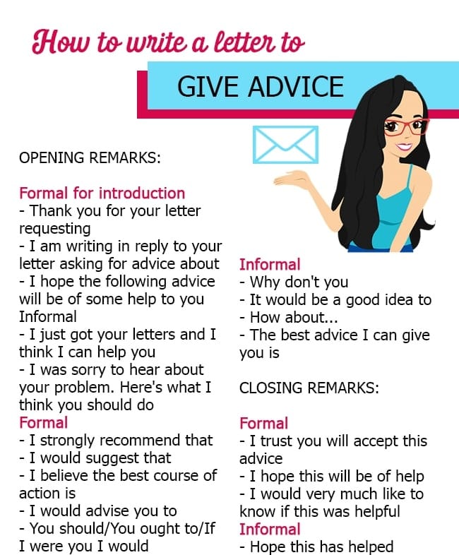 ClasesAndres's tweet photo. GIVING ADVICE in a letter. Essential for the GENERAL APTIS exam (WRITING - Part 4) 😉 when suggestions and alternatives are asked 🇬🇧. #Advice #alternative #suggestion #aptis #britishcouncil #English #Salamanca https://t.co/bOoYEf2EJK