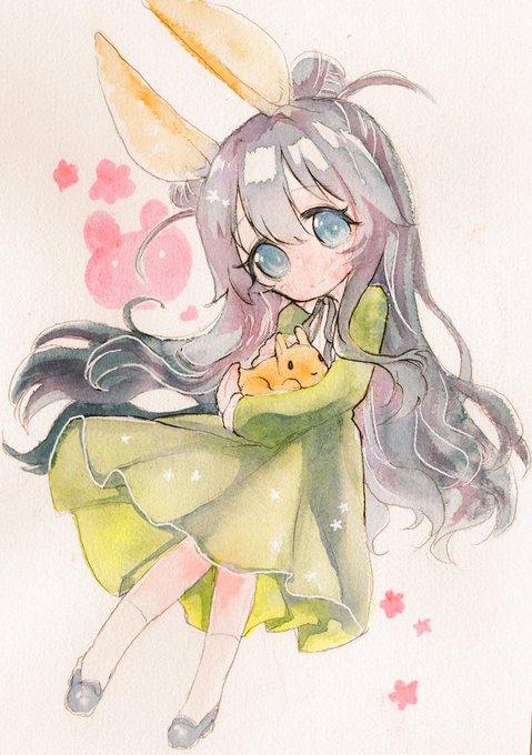 #WorldWatercolorMonth
🐰静ちゃん 