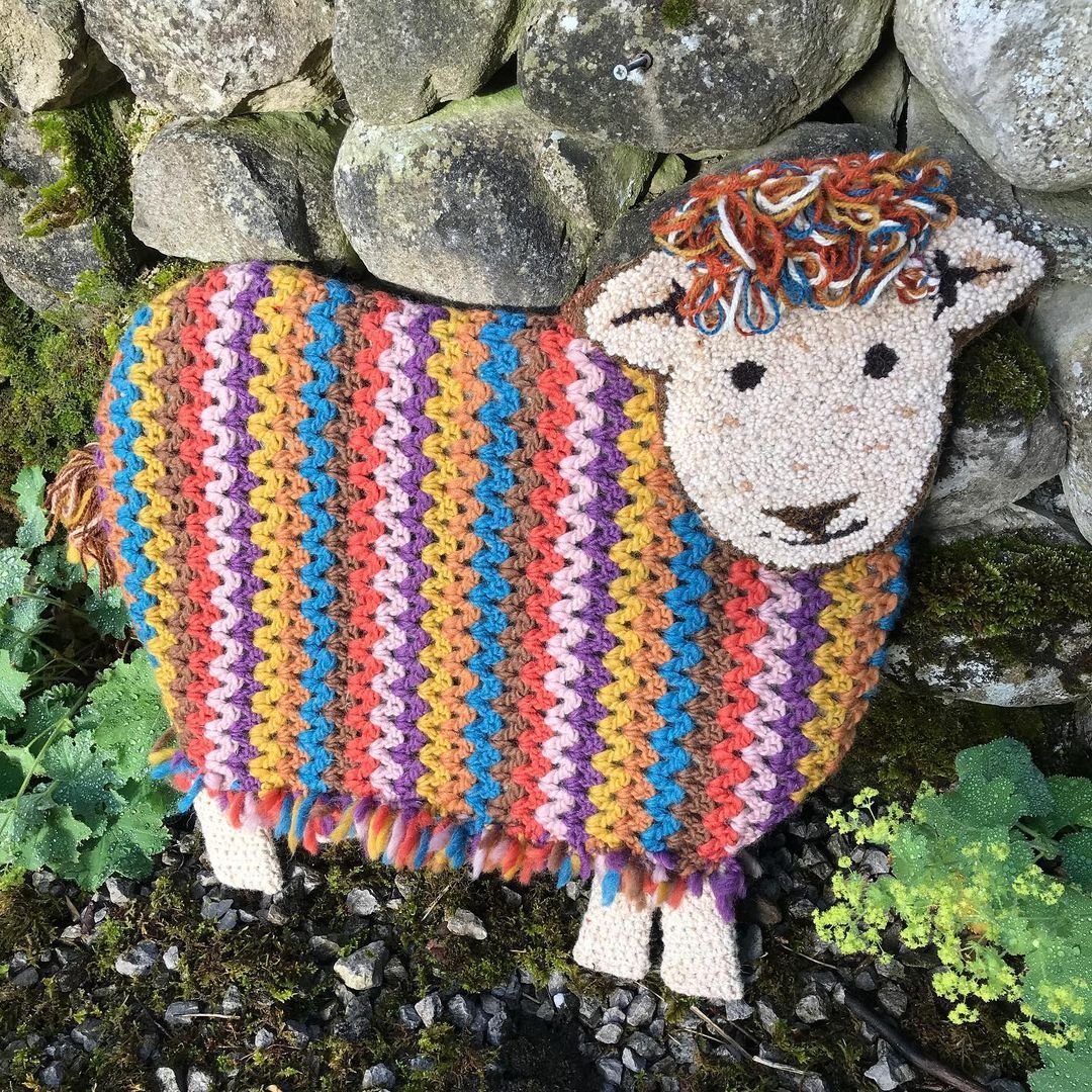yarndale's tweet photo. Happy Sunday everyone and welcome Maude, our new sheep for Yarndale 2021!  We discovered that Maude means ‘mighty in battle’ which somehow seems apt for this year. #Yarndale2021 #crochet #yarnhooking #crochetloopstitch https://t.co/qN5xvigBWj