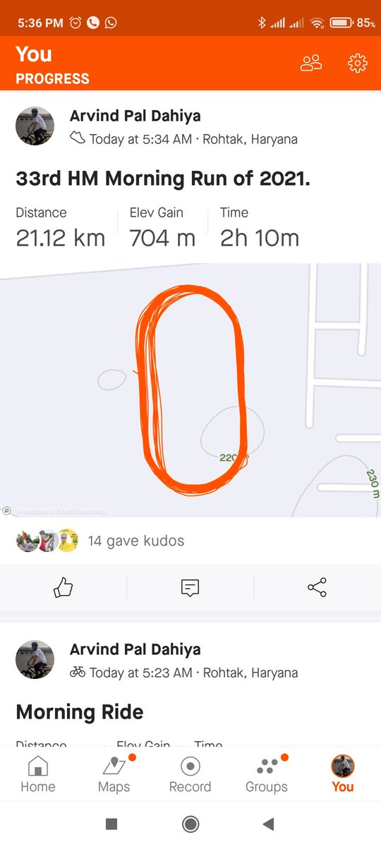 Arvind_P_Dahiya's tweet photo. 33rd Half Marathon of 2021.
379th Day of Daily Running.
Total Running in 2021 till today-2269 Kms.
#marathonrunner #Marathon_Runner
#SufiyaSufee
#Runner
#Sweatlovers
#Stay_Fit
#Stay_Healthy
#Faraarrunners
#nonstoprunner
#UnstoppableRunners
#BSNL
#flyingrunnersindia
#TeamBRG https://t.co/p7iY3ishzr