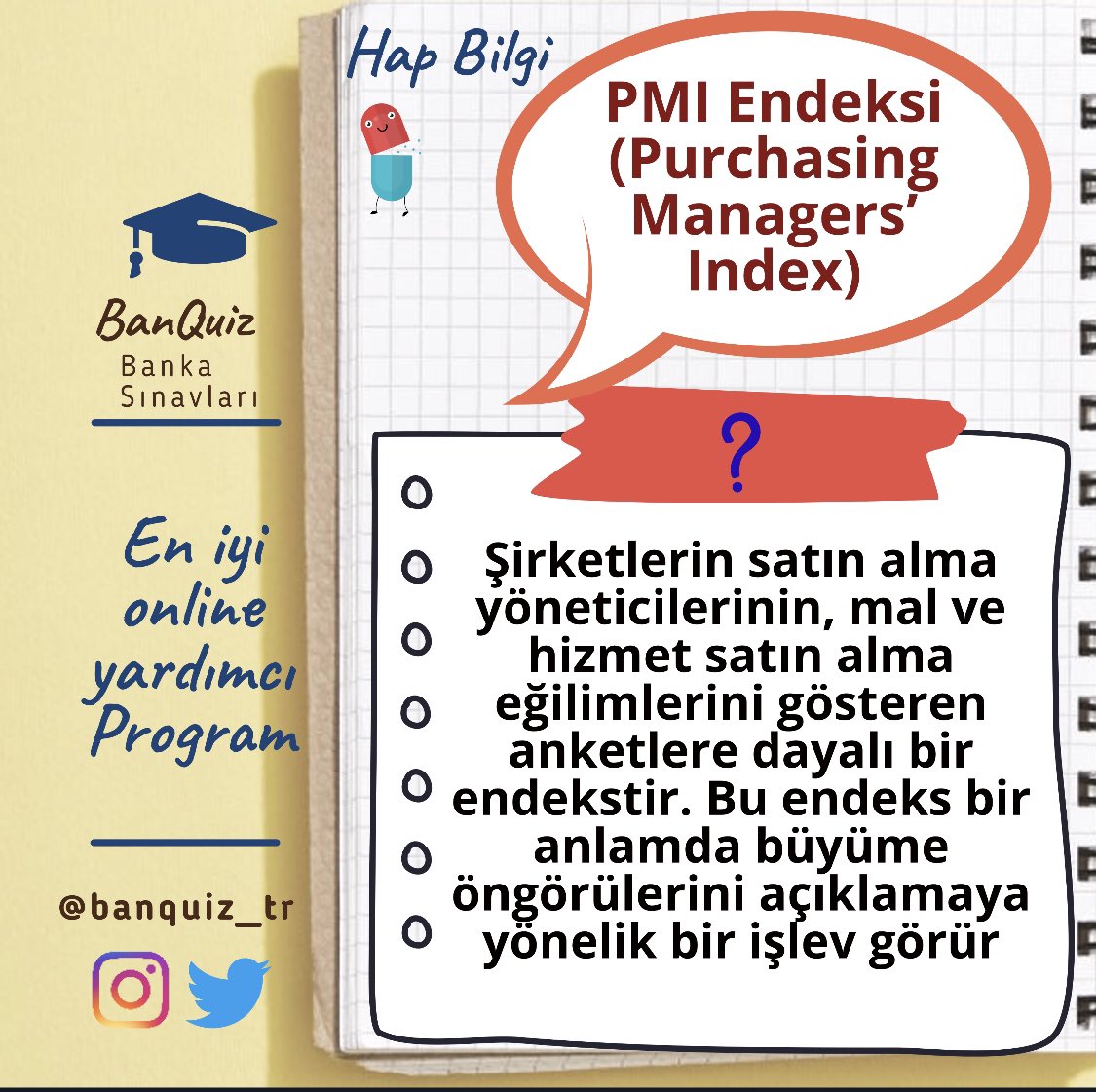 BanQuiz_tr's tweet photo. PMI Endeksi (Purchasing Managers’ Index)
#pmi #pmiendeksi #purchasingmanagerindex
#aktifbüyüklük
#parabanka #genelkültür #genelekonomi #genelyetenek #bankacı #bankacılar #hapbilgi #hapsoru #banka #bankasınavları #yükselmesınavı #banquiz #finansalokuryazarlık Kaynak:M.Eğilmez https://t.co/cwnUuO0rUQ