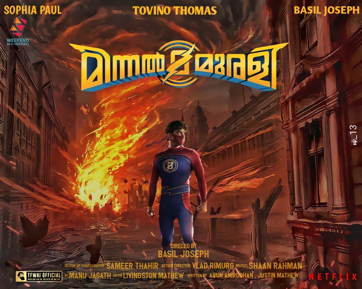 RoadsideAmbanis's tweet photo. #TovinoThomas turns red hot after his #Kala became a streaming hit! Now #MinnalMurali the @ttovino super hero adventure directed by @iBasil goes for record #OTT price to @NetflixIndia. 
Release on OTT after theatrical window. https://t.co/0wVuI7aPAw