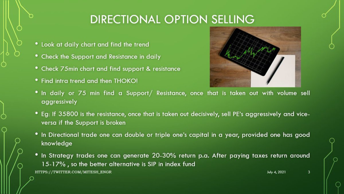 How  @Mitesh_Engr Sir finds the direction?• Daily charts S/R• 75 min charts S/R• Intraday trend• Always play directional• Never trades in strategies