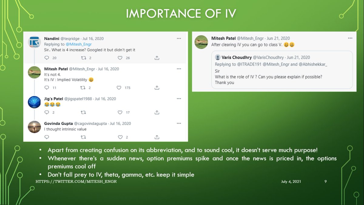 Importance of IV according to  @Mitesh_Engr Sir• Doesn't serve much purpose• When news is priced in option premium cools• Don't be fooled by twitter gurus