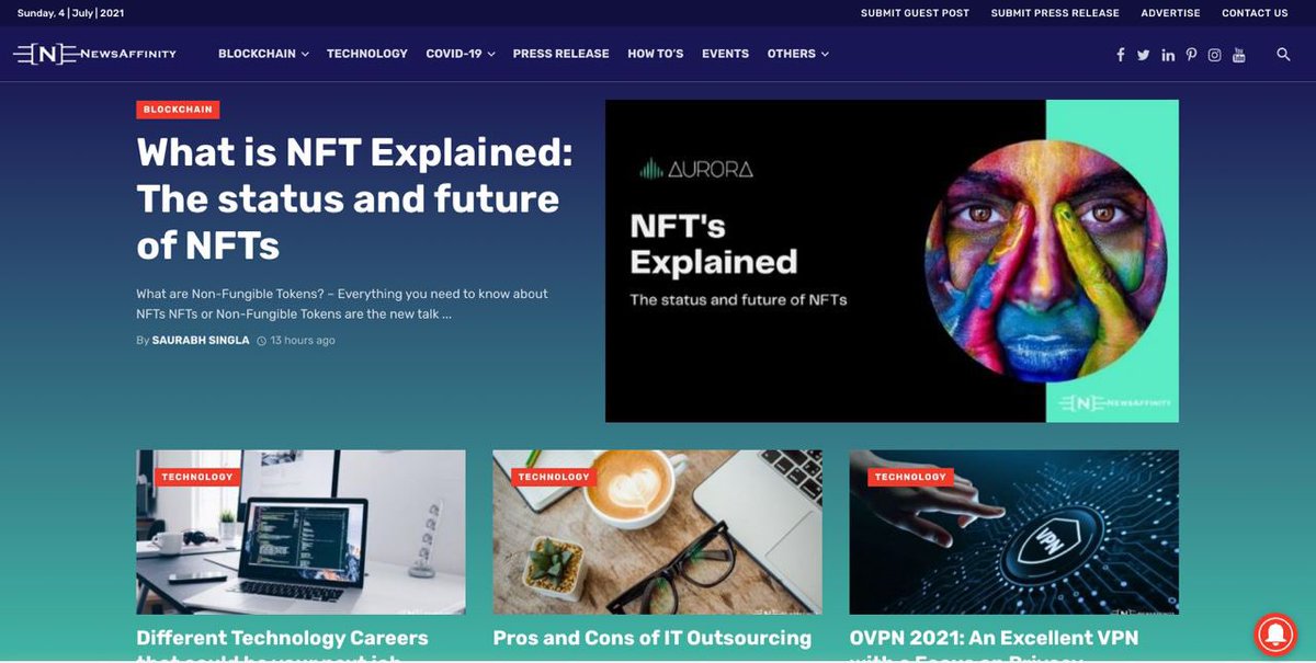 AuroraChain_EN's tweet image. We are delighted to inform the community that @AuroraChain_EN has been featured in @TheNEWSAffinity ‘s article. 

💥Read more: newsaffinity.com/what-is-nft-ex…

#blockchain #NFTs #Decentralized $AUR