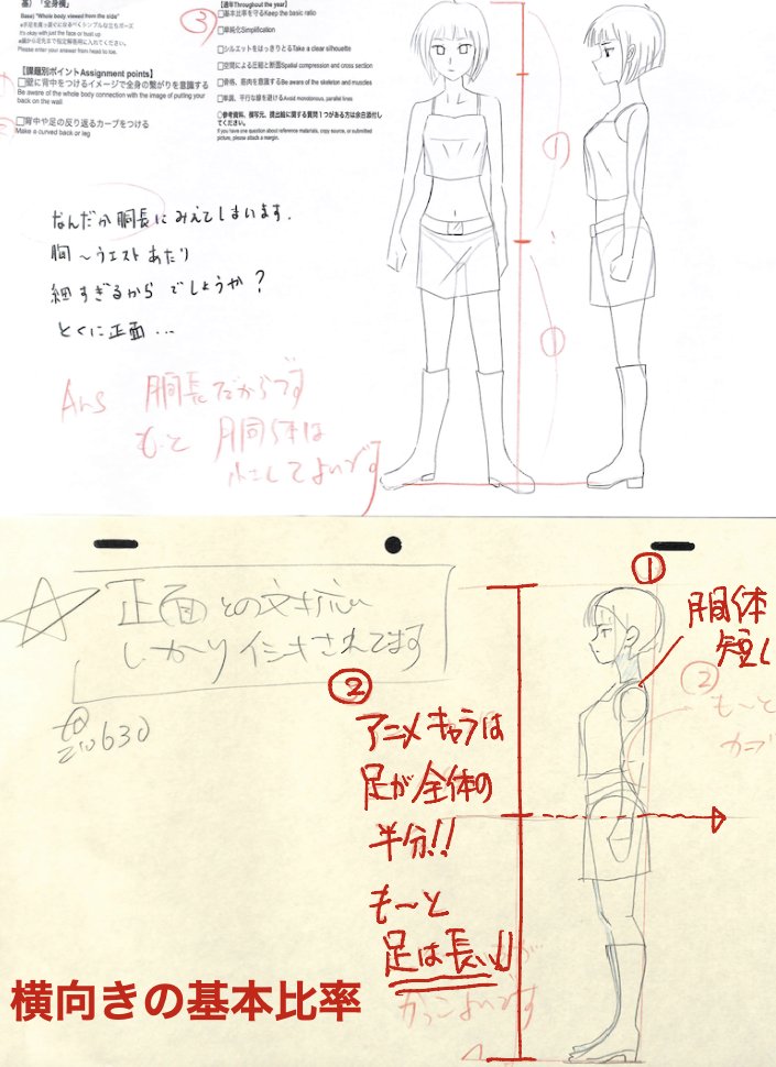 【横向きの基本比率】
※21年6月基礎コース【横立ちポーズ】添削結果より 