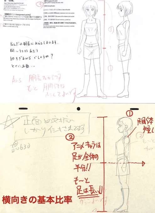 【横向きの基本比率】
※21年6月基礎コース【横立ちポーズ】添削結果より 