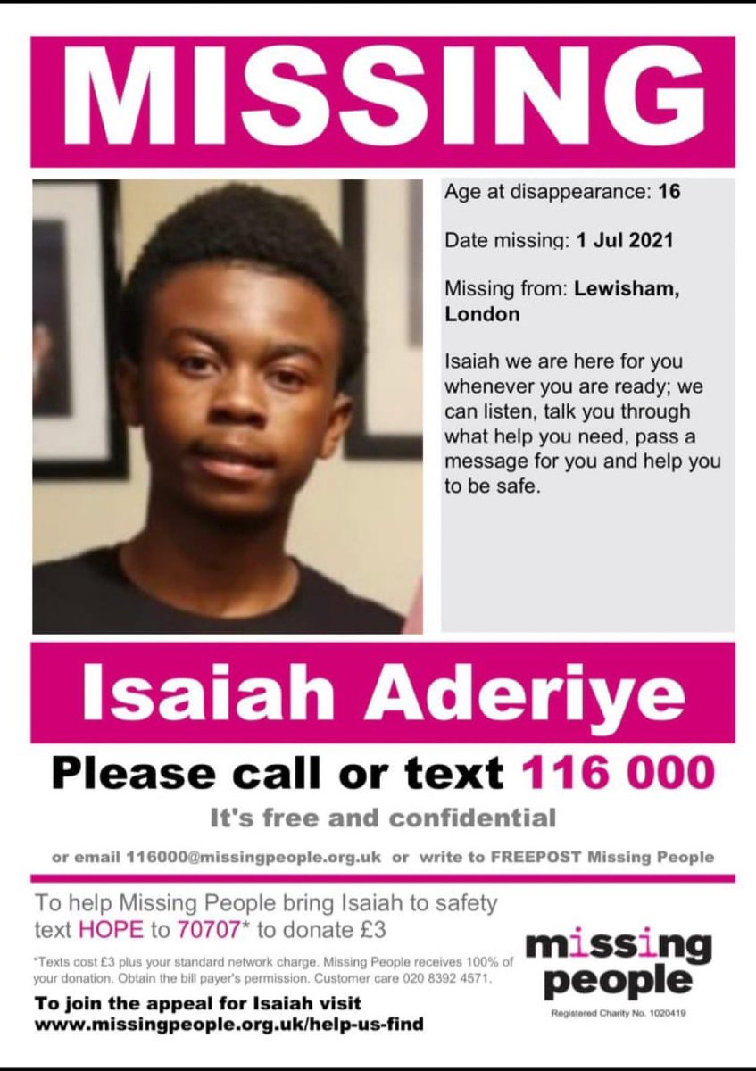 Shaughna_P's tweet photo. This young boy has been missing from Lewisham since Thursday and his family are desperately worried about him. Please keep an eye out, think back to Thursday, and help bring Isaiah home 💗 @sarah_adebambo https://t.co/gD6GWJGvsa