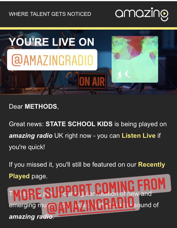 More airplay for STATE SCHOOL KIDS from @amazingradio