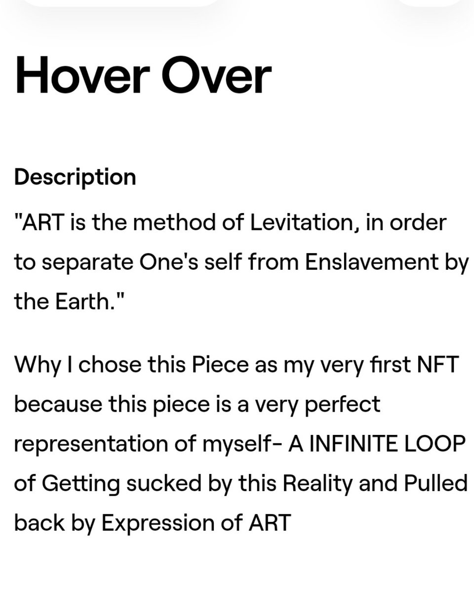 "HOVEROVER" is still available on @withFND 
Reserve- 0.365Ξ
It's about a Artist's Life
How he Escapes this Reality of Space Time through art.
foundation.app/@the365pics/ho…

#NFTCommunity #Cryptoart #nftcollector #NFTartist