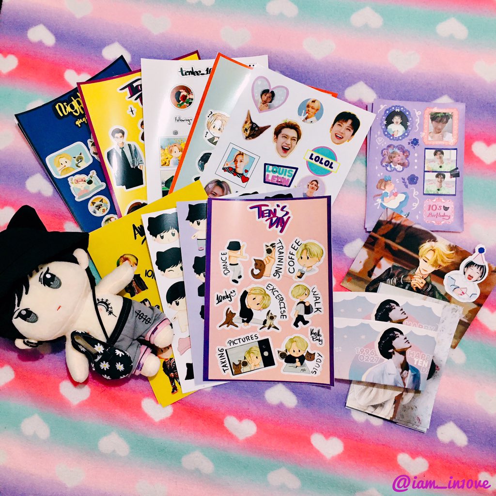 iam_in10ve's tweet photo. My Nongten Stickers came today! 💜This is my first time winning a giveaway thank you so much @HiNongTen @nongtenglobal these are all sooo cute and pretty, love the ten bday cupsleeve too! 💜🥰 https://t.co/jZMownXROp