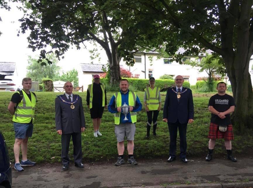 This morning Cheshire Freemasons handed over the #dkwcup for the United Grand Lodge of England Universities Scheme walk to the Liverpool contingent as it continues its journey. 

#cheshirefreemasons
#Freemasons
#2021uglechallenge￼