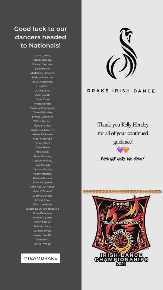 DrakeIrishDance's tweet photo. Heading to nationals 💜☘️🧡 https://t.co/GKln0lJxNn