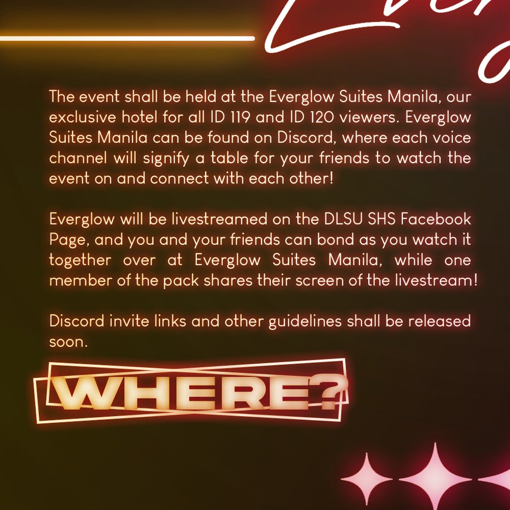 dlsushssc's tweet photo. All the stars in the sky and still have no idea why it shines? 💭

Introducing EVERGLOW! ✨

It's not all about the glimmering stars for we'll open your eyes to a world full of love, memories, and nostalgia.

Get to know what Everglow truly is. 💫 https://t.co/jDl9NGsAEb