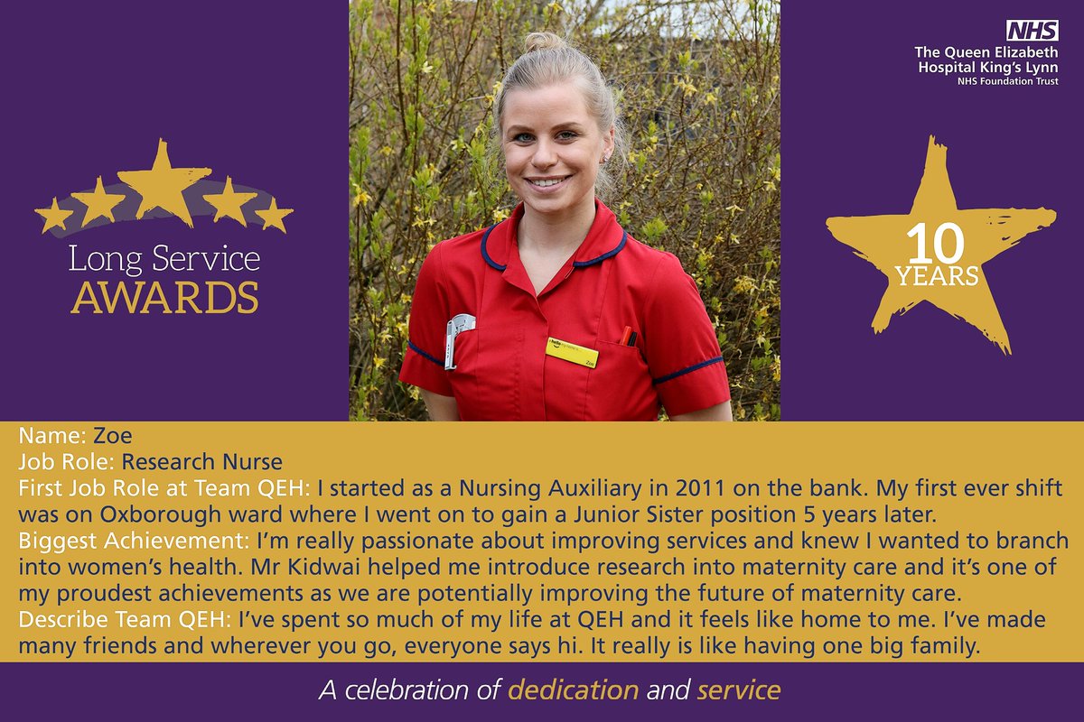 Zoe is celebrating 10 years &amp; is soon to be moving onto her next adventure!

She said: "I left school with hardly any GCSE’s but a strong passion to care for people. I’d love others to see my story &amp; be inspired to believe they can achieve what they want to." #LongServiceSunday
