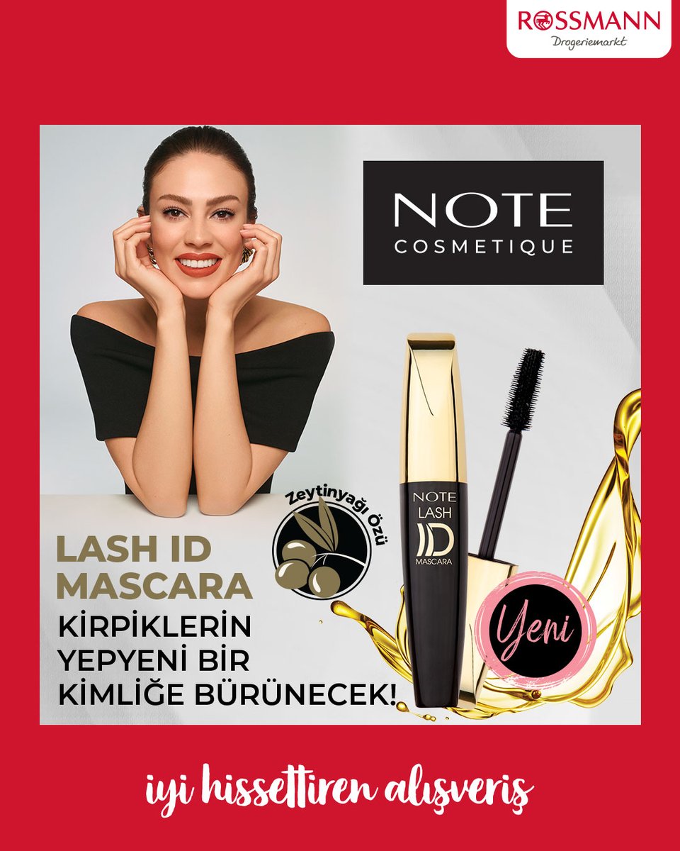 RossmannTurkiye's tweet photo. Hacimli kirpikler ve etkileyici bakışlara mı sahip olmak istiyorsun? 👀 O zaman seni yeni Note Lash ID Mascara ile tanıştıralım! Note Lash ID Mascara’nın özel silikon fırçası ve kremsi yapısıyla kirpiklerin adeta yepyeni bir kimliğe bürünecek. 😍 #LashIDMascara #NoteCosmetics https://t.co/AgO8YkEXYY