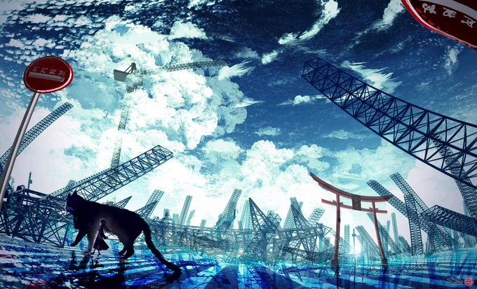 てくてく歩く、水の上を、横断歩道の上を
ゆっくりまったり～
#絵柄が好みって人にフォローされたい 