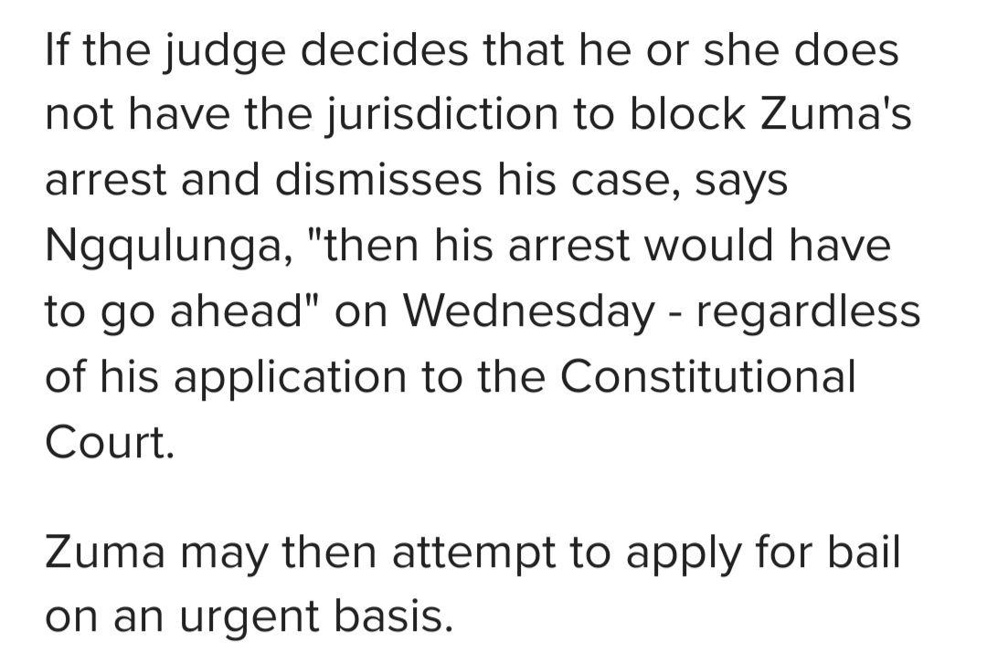 CasperAlant's tweet photo. Can some please explain how Pres Zuma could apply for bail after he has been sentenced?! @pierredevos https://t.co/ttPQxoVrqA