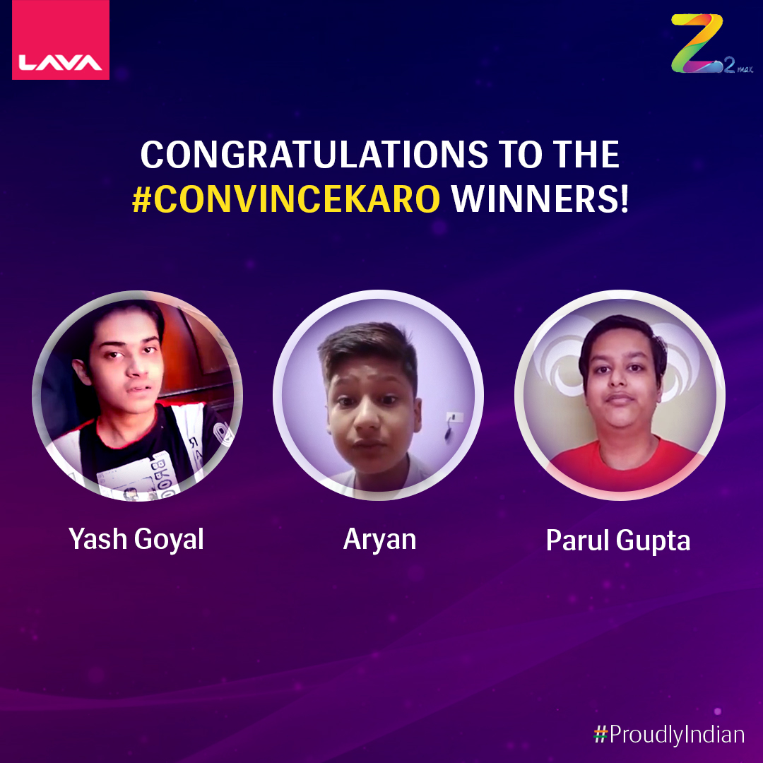 LavaMobile's tweet photo. We congratulate the 3 lucky winners of the #ConvinceKaro contest. Thanks for showing us that if you really want something, you can make it happen.
We hope you use your new phones to explore the endless possibilities of learning!
#ProudlyIndian #Lava #LavaZ2Max https://t.co/dp8TLJILHr