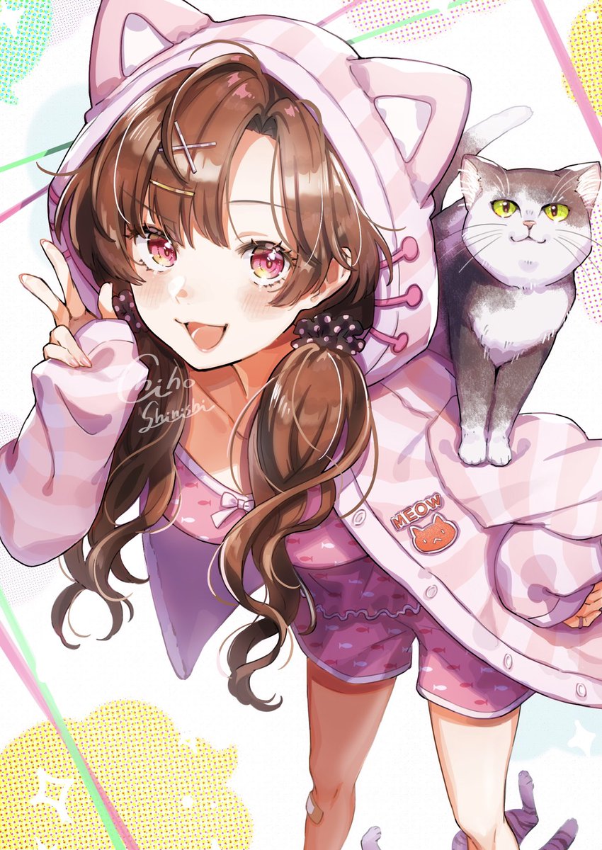 しんいし智歩 創作 猫と女の子 ねこ耳フードちゃん T Co 7sbvaoaqjg Twitter